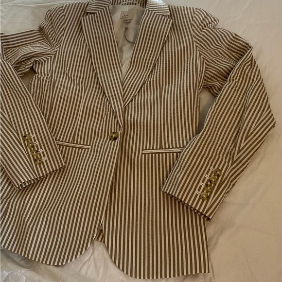 A New Day blazer khaki and white striped size 2 - Picture 3 of 9